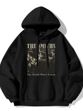 Black 'The Smiths' Graphic Hoodie - The World Won't Listen